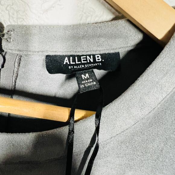 NEW! Allen B x Allen Schwartz Faux Suede Pocket Tee Dress Casual Mini Cap Slv- M - Picture 4 of 5